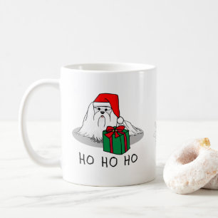 Christmas Santa Hat Maltese Dog Cute Funny Coffee Mug