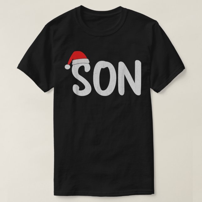 Christmas Santa Hat Matching Family Son Xmas Pajam T-Shirt (Design Front)