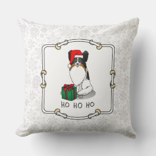 Christmas Santa Hat Papillon (tri-colour) Dog Cute Cushion