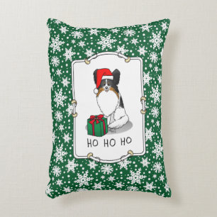 Christmas Santa Hat Papillon (tri-colour) Dog Cute Decorative Cushion