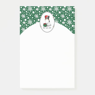 Christmas Santa Hat Papillon (tri-colour) Dog Cute Post-it Notes
