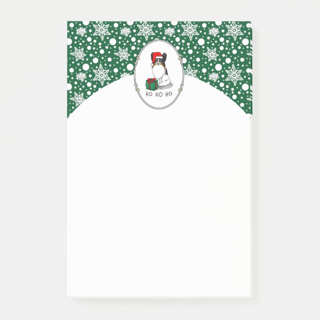 Christmas Santa Hat Papillon (tri-colour) Dog Cute Post-it Notes (Front)