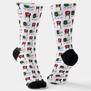 Christmas Santa Hat Papillon (tri-colour) Dog Cute Socks