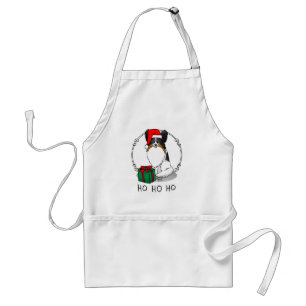 Christmas Santa Hat Papillon (tri-colour) Dog Cute Standard Apron