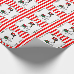 Christmas Santa Hat Papillon (tri-colour) Dog Cute Wrapping Paper