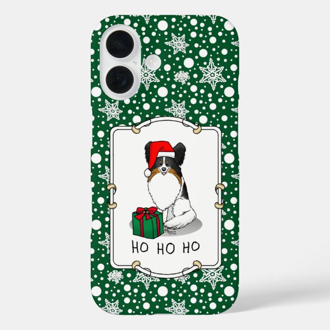 Christmas Santa Hat Papillon (tri-colour) Fun Cute Case-Mate iPhone Case (Back)