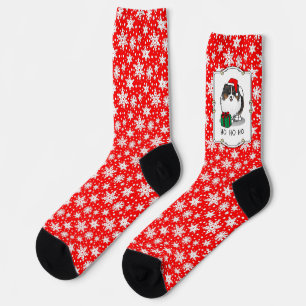Christmas Santa Hat Pomeranian (tri-color) Cute Socks
