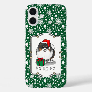Christmas Santa Hat Pomeranian (tri-colour) Cute iPhone 16 Plus Case