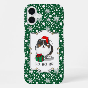 Christmas Santa Hat Pomeranian (tri-colour) Cute iPhone 16 Plus Case