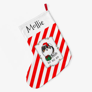 Christmas Santa Hat Pomeranian (tri-colour) Cute Large Christmas Stocking
