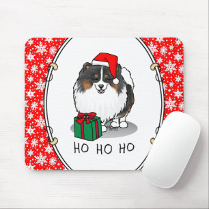 Christmas Santa Hat Pomeranian (tri-colour) Cute Mouse Pad