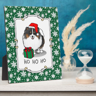 Christmas Santa Hat Pomeranian (tri-colour) Cute Plaque