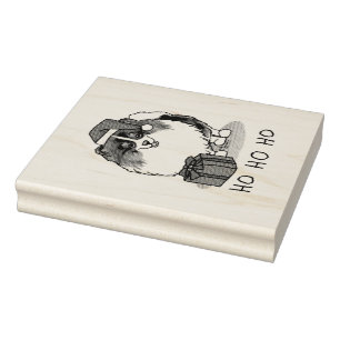 Christmas Santa Hat Pomeranian (tri-colour) Cute Rubber Stamp