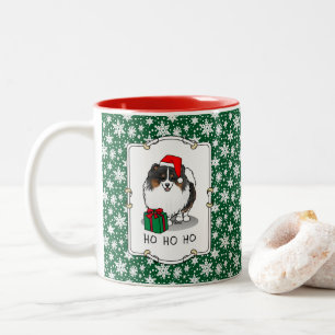 Christmas Santa Hat Pomeranian (tri-colour) Cute Two-Tone Coffee Mug