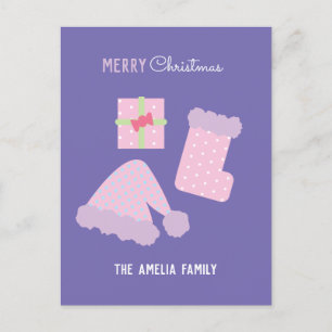 Christmas Santa Hat Present Stocking Postcard