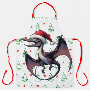 Christmas Santa hat pterodactyl Apron