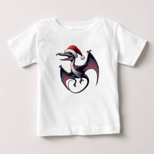 Christmas Santa hat pterodactyl  Baby T-Shirt (Front)