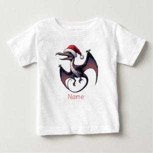 Christmas Santa hat pterodactyl  Baby T-Shirt