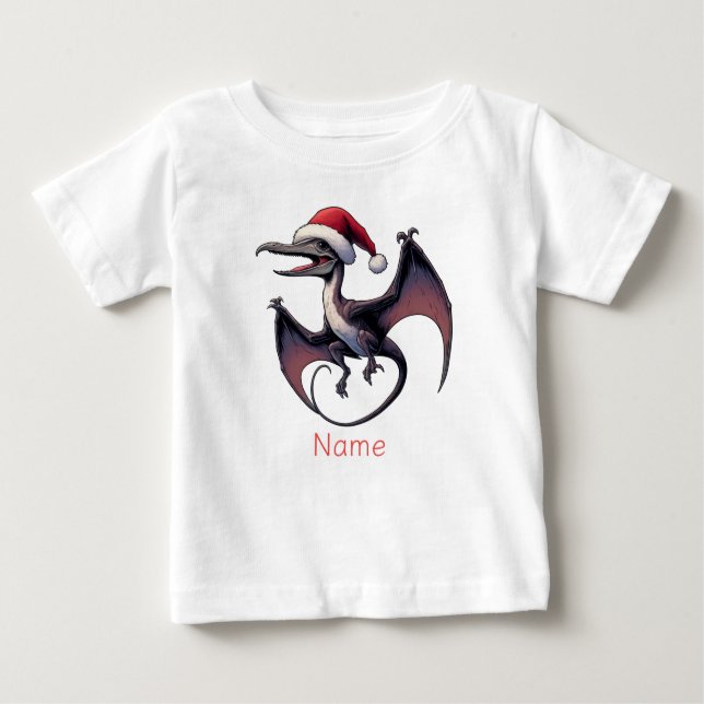Christmas Santa hat pterodactyl  Baby T-Shirt (Front)