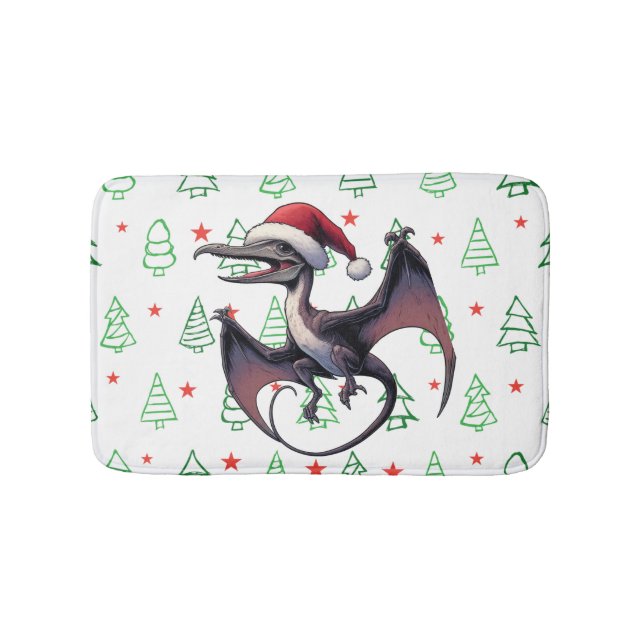 Christmas Santa hat pterodactyl  Bath Mat (Front)