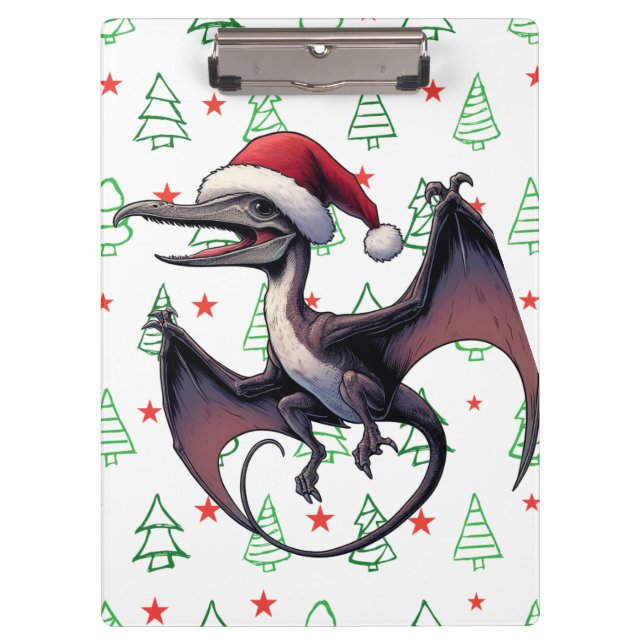 Christmas Santa hat pterodactyl  Clipboard (Front)