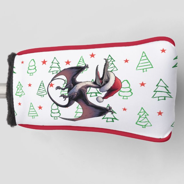 Christmas Santa hat pterodactyl  Golf Head Cover (Front)