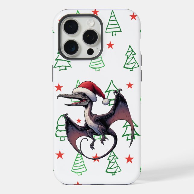Christmas Santa hat pterodactyl  iPhone Case (Back)