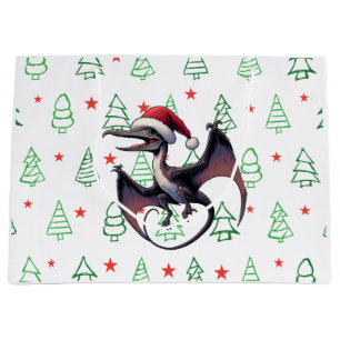 Christmas Santa hat pterodactyl Large Gift Bag