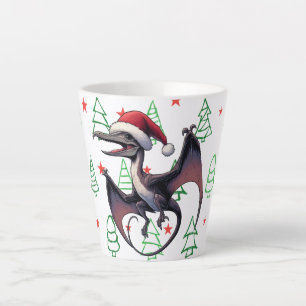 Christmas Santa hat pterodactyl Latte Mug