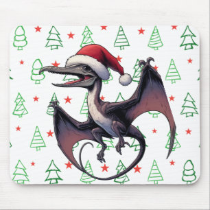 Christmas Santa hat pterodactyl Mouse Pad