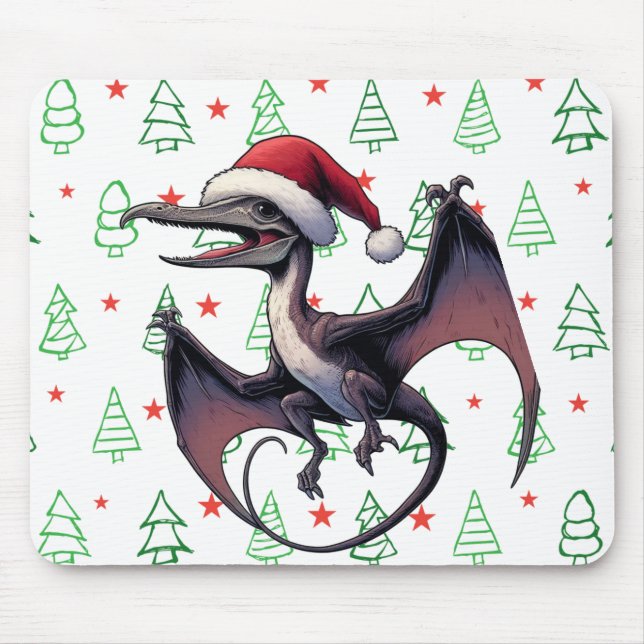 Christmas Santa hat pterodactyl  Mouse Pad (Front)
