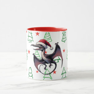 Christmas Santa hat pterodactyl Mug