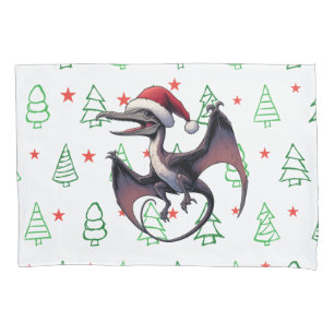 Christmas Santa hat pterodactyl Pillowcase