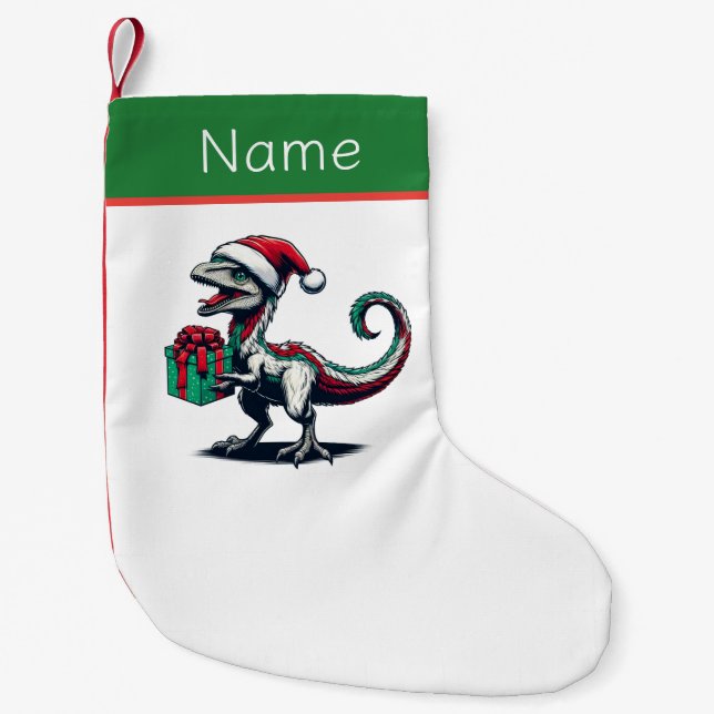Christmas Santa hat pterodactyl  Small Christmas Stocking (Front)