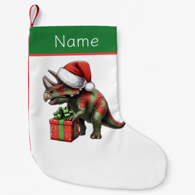 Christmas Santa hat pterodactyl  Small Christmas Stocking (Front)