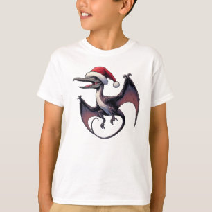 Christmas Santa hat pterodactyl  T-Shirt