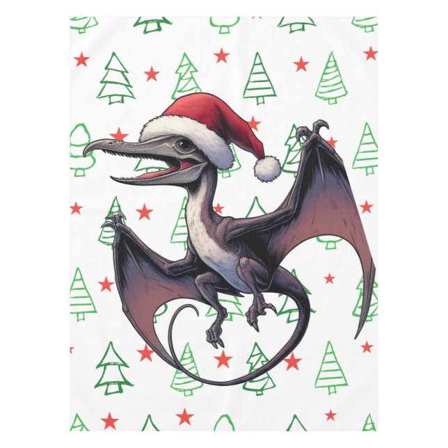 Christmas Santa hat pterodactyl  Tablecloth (Front)