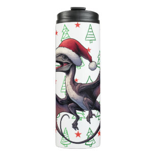Christmas Santa hat pterodactyl Thermal Tumbler