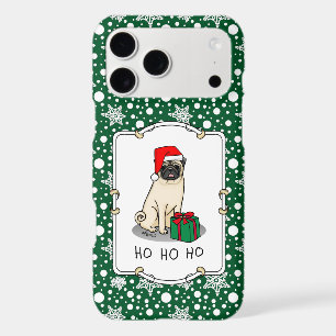 Christmas Santa Hat Pug Dog (light fawn) Cute