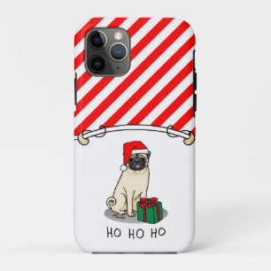 Christmas Santa Hat Pug Dog (light fawn) Cute iPhone 11 Pro Case