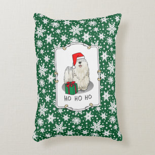 Christmas Santa Hat Puli Dog (white) Cute Funny Decorative Cushion