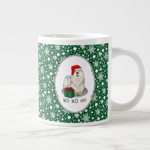 Christmas Santa Hat Puli Dog (white) Cute Funny Large Coffee Mug