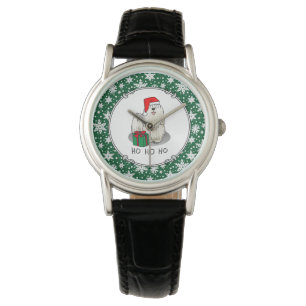 Christmas Santa Hat Puli Dog (white) Cute Funny Watch