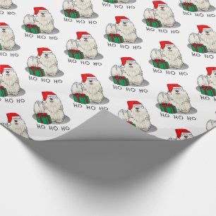 Christmas Santa Hat Puli Dog (white) Cute Funny Wrapping Paper