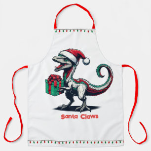 Christmas Santa hat raptor Apron