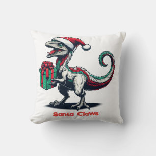 Christmas Santa hat raptor  Cushion