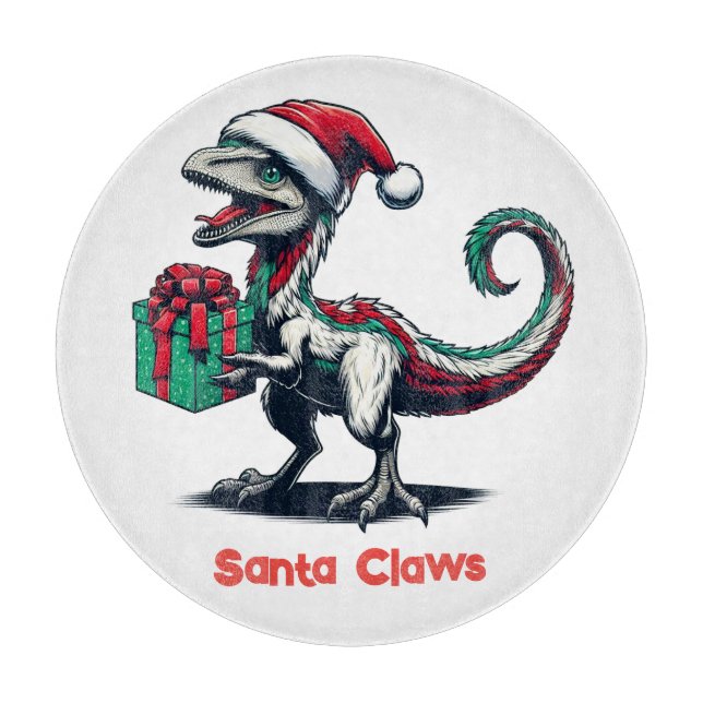 Christmas Santa hat raptor  Cutting Board (Front)
