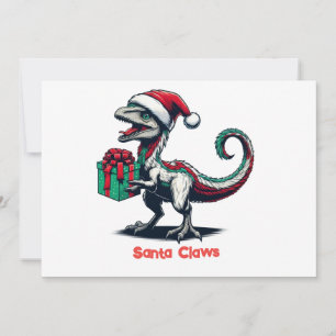Christmas Santa hat raptor Holiday Card