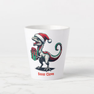 Christmas Santa hat raptor Latte Mug