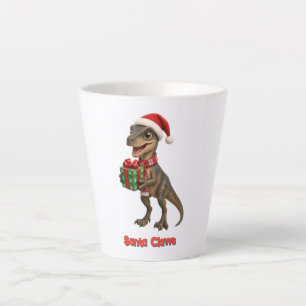 Christmas Santa hat raptor Latte Mug
